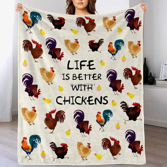 Cute Chicken Blanket for Adults Women Children Chicken Rooster Decorative Throw Blanket Comfortable Soft Blanket