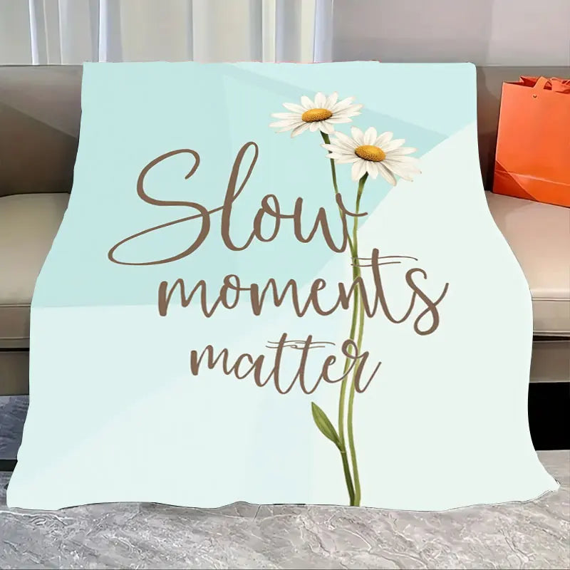 1pc Flannel Blanket "Cozy Floral 'The Sky Feels Like Home' Throw Blanket for Living Room"