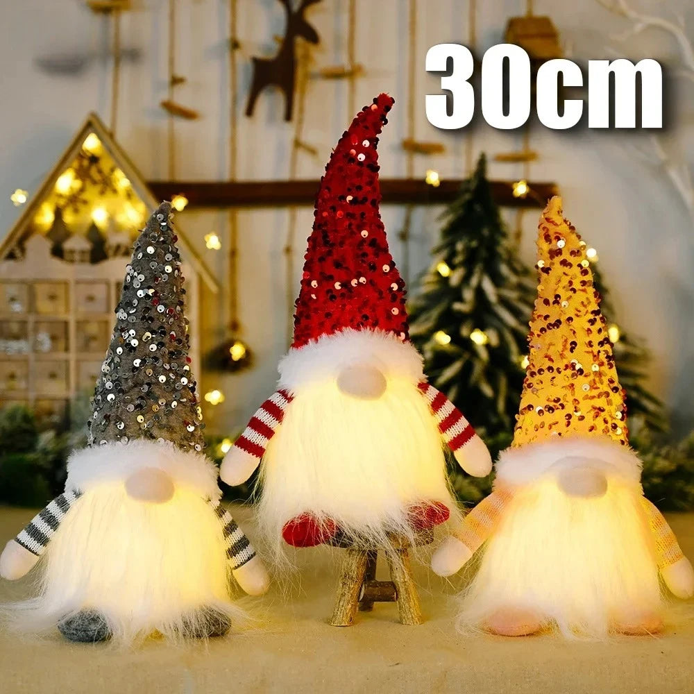 Glowing Knitted Gnome Doll with Led Night Light Christmas Decorations 2025 Home Xmas Tree Decor Navidad New Year 2026 Gift