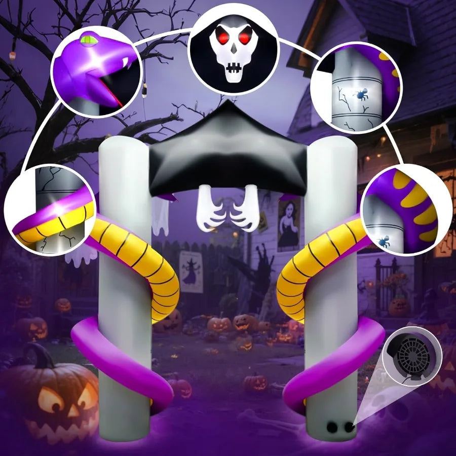 Halloween Inflatable Arch Ghost Decoration with Builtin LEDs for Outdoor and Indoor Use Perfect for Yard Garden Lawn Party Chri