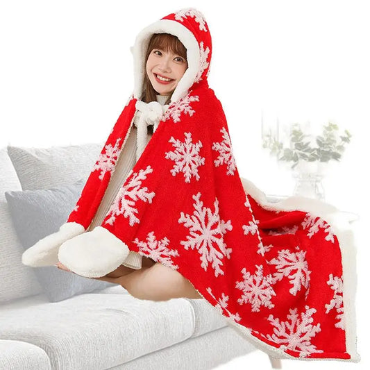 Wearable Blanket Christmas Warm Holiday Cape 59x43 Inch Warm Cozy Shawl Comfortable Cape Wrap For Men Women Holiday Cape Shawl