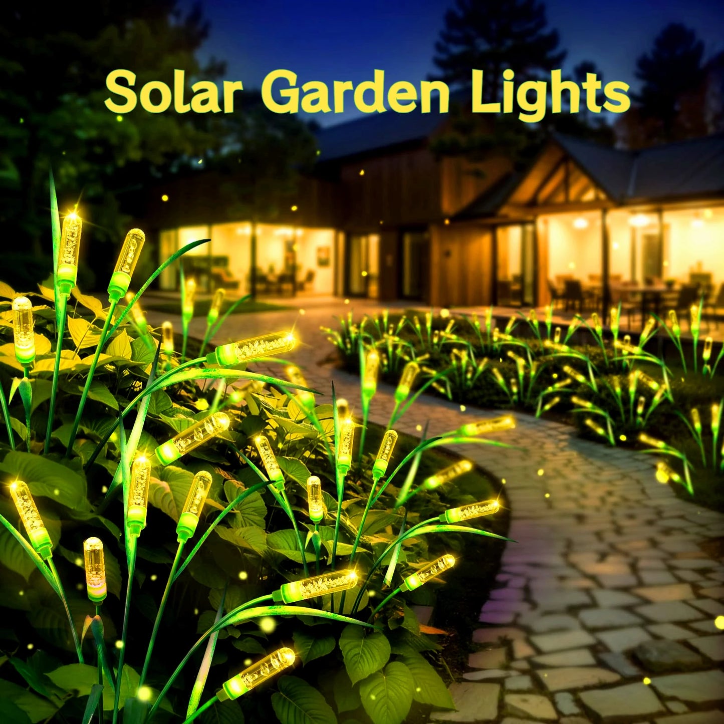 4/8 Set Solar Cattail LED Lights - Outdoor IP44 Waterproof, Auto-On Dusk, Swaying Firefly Glow, Garden Porch Holiday Decor