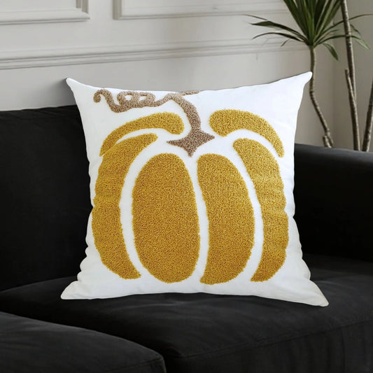 Autumn Harvest Throw Pillow Covers with Festive Pumpkin Embroidery - Decorative Cushion Cases for Home Sofa Couch Bed -