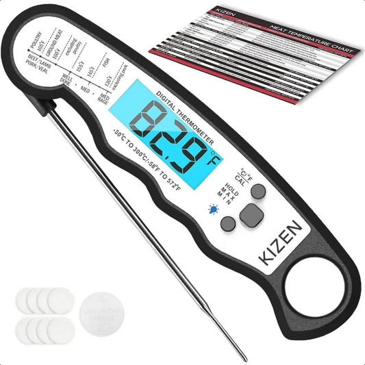 Instant Read Meat Thermometer Digital Food Thermometer for Cooking Grill Oven BBQ Waterproof and Backlit Display Kitchen Gadget