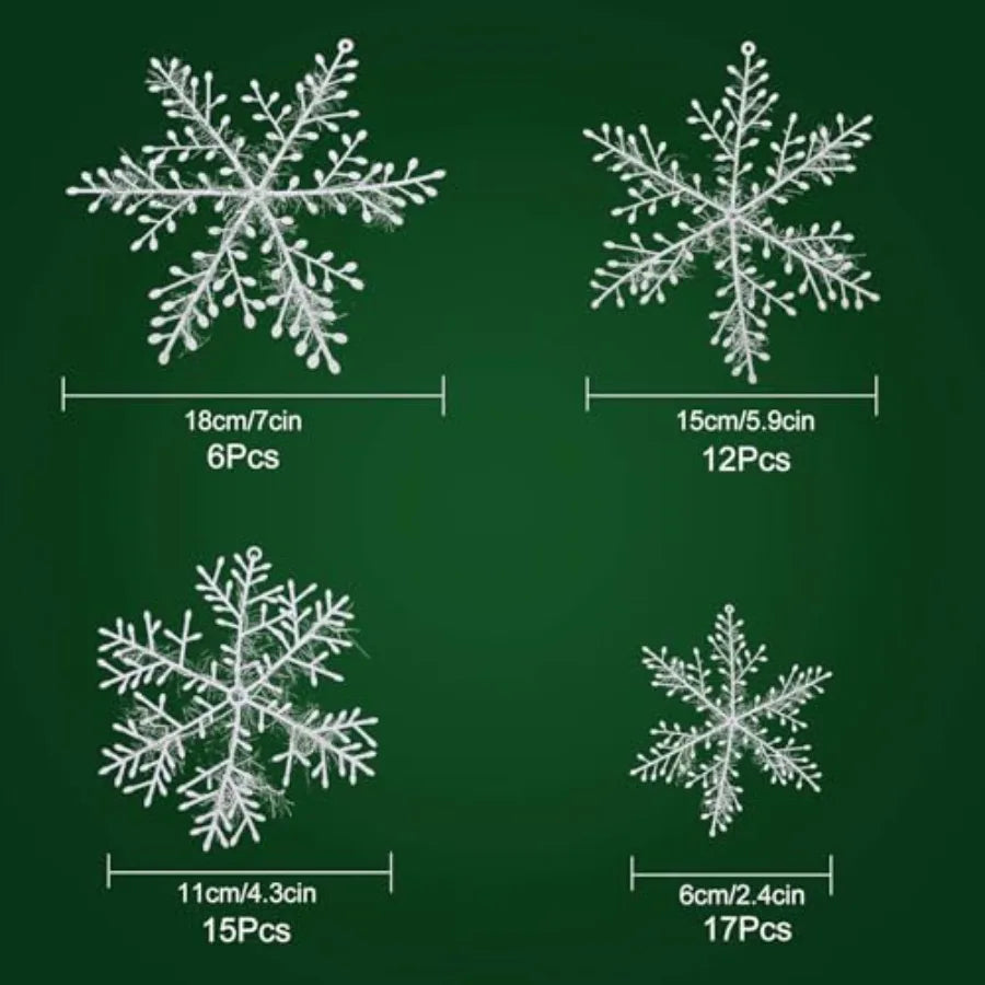 HESTYA 50 Pcs Large Snowflake Decorations for Christmas Holiday: Big White Hanging Snowflakes Ornaments in Plastic Ideal for In