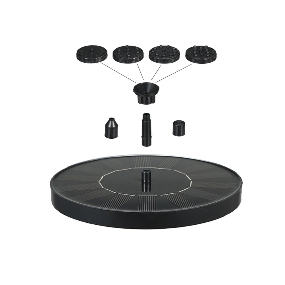 Outdoor Bird Bath Solar Powered Fountain Floating Water Pump Kits with 6 Spray Heads Pool Pond Aquarium Adornment