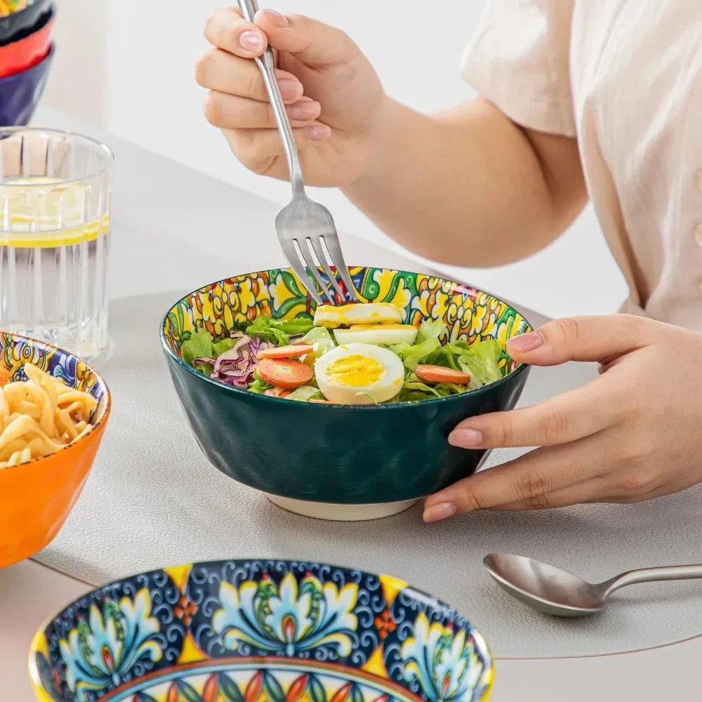 vancasso 12/16/24 Piece Ceramic Dinnerware Bohemia Retro Ceramic Dinnerware Set Free US Shipping Vibrant Colors Plates Bowls