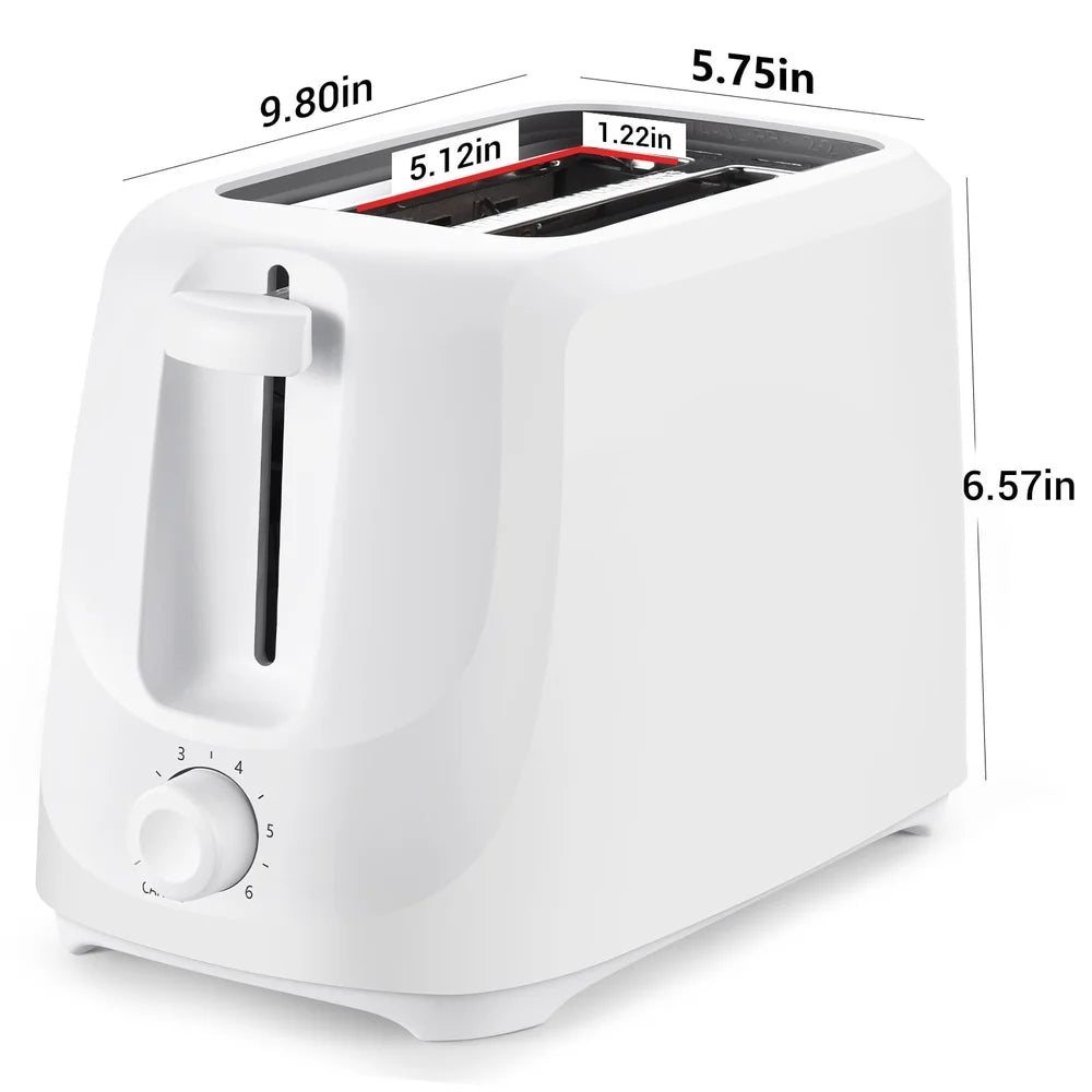 2 Slice Toaster with Adjustable Shade Removable Crumb Tray Self Centering Guides Easy Clean Cord Wrap Kitchen Use