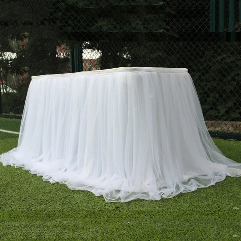 Tulle Table Skirts for Rectangle Round Tables Tutu Tablecloth Cover for Baby Shower Birthday Party Wedding Cake Dessert Table
