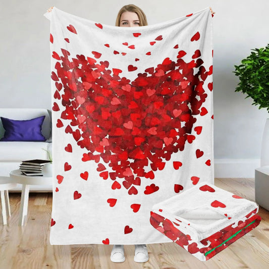 Cozy Love Flannel Throw Blanket - For Couples, Soft and Warm for All Seasons, Ideal for Valentine's Day or Birthday Gifts