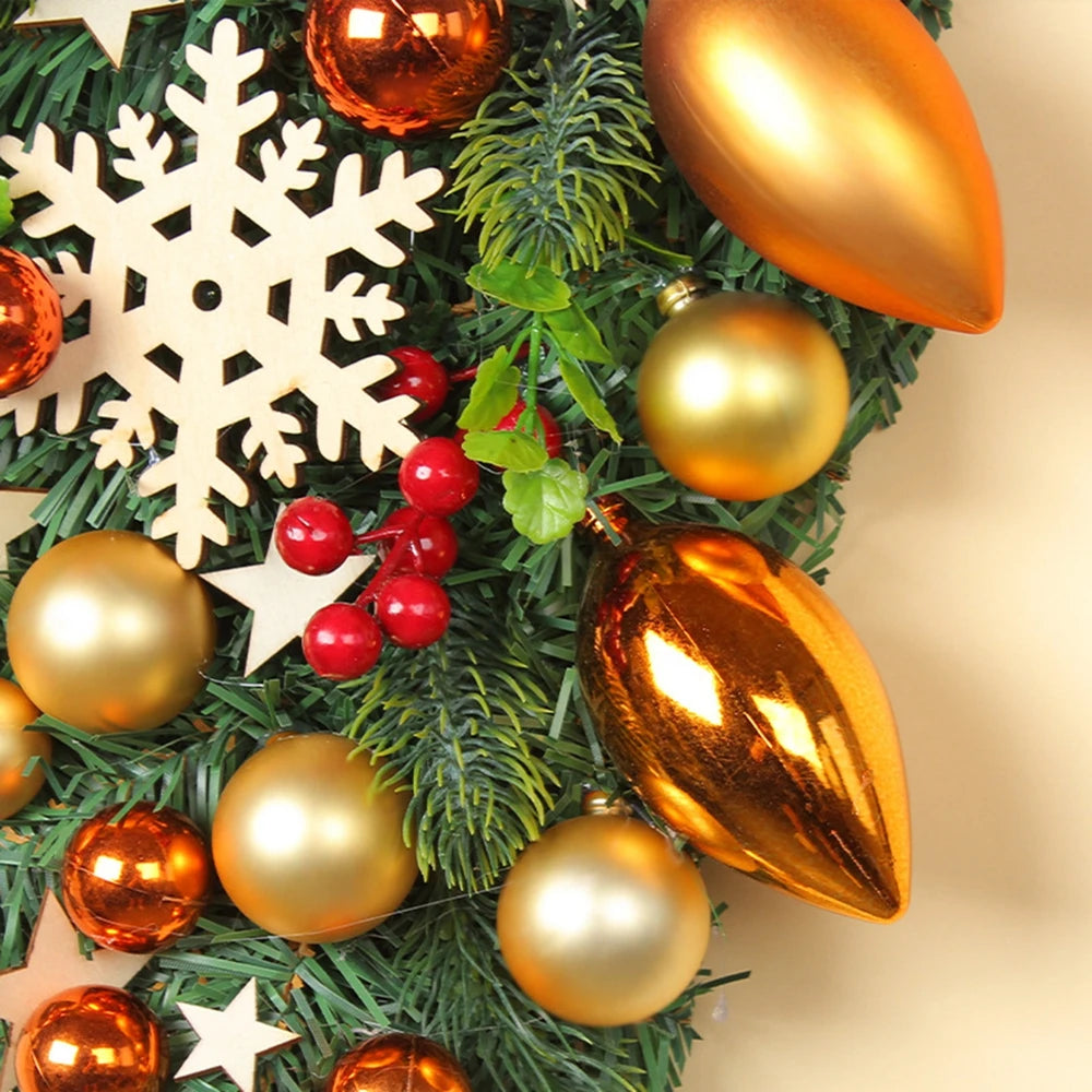 Christmas Ball Wreath Artificial Pine Cones Berry Garland for Front Door Wall Decor 2025 Christmas Wreath New Year Decorations