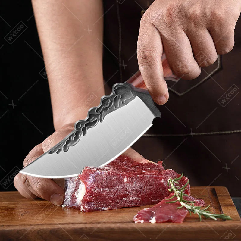 3PCS Kitchen Chef Knife Set Stainless Steel Utility Knife Wood Handle Multipurpose Sharp Boning Barbecue Fish Vegetable Pocket