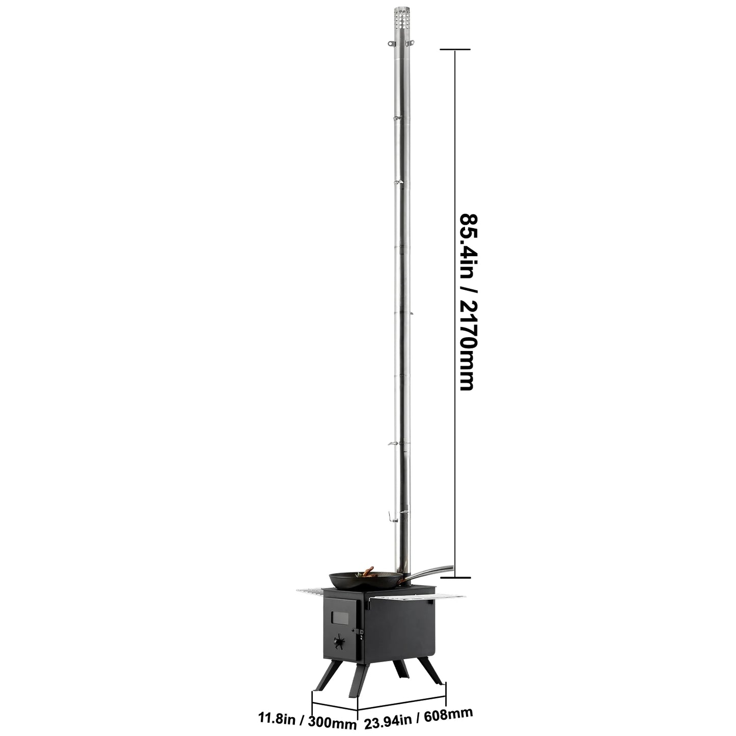 SucceBuy Wood Stove 86in Alloy Steel Camping Tent Stove Portable Wood Burning Stove with Chimney Pipes & Gloves 1400in³Firebox