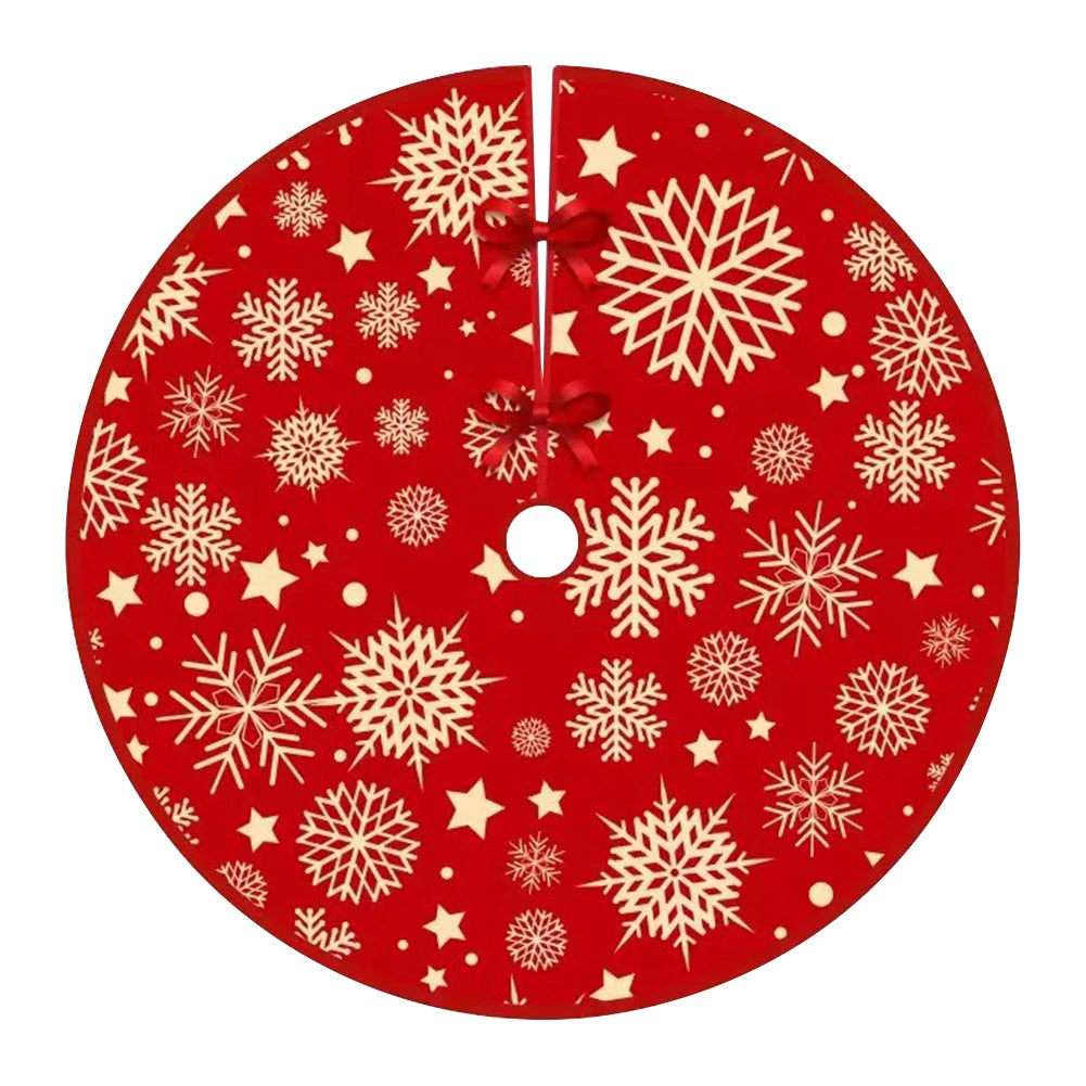35.4inch Xmas Tree Bottom Decor Mat Snowflake Pattern Mat Round Pad Printed Christmas Tree Decoration Indoor Outdoor Decor