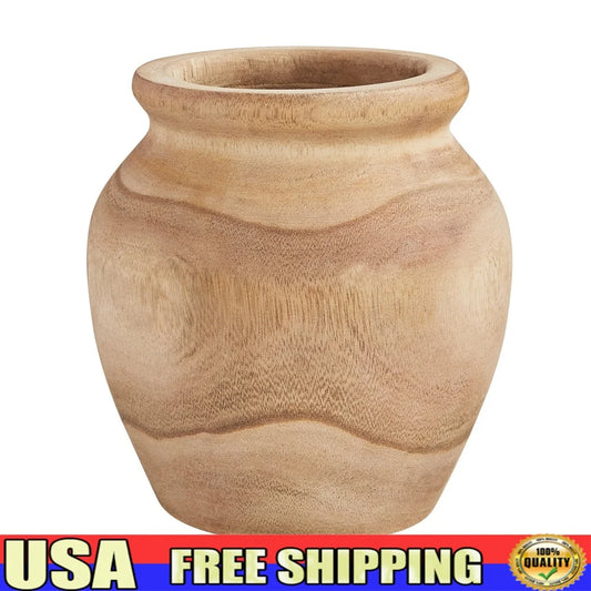 Natural Wood Decorative Vase Hand-Turned Rustic Centerpiece Ideal Dried or Fresh Flowers Home Decor Accent 7 Inch