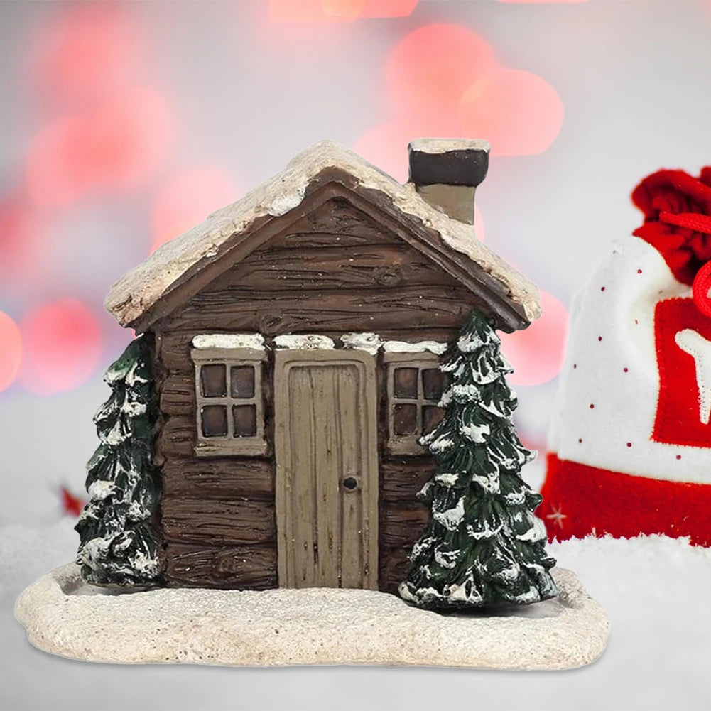 Log Cabin Incense Burner with 2 Incense Cones Rustic Christmas Chimney Hut Resin Holiday Gift Xmas Decoration