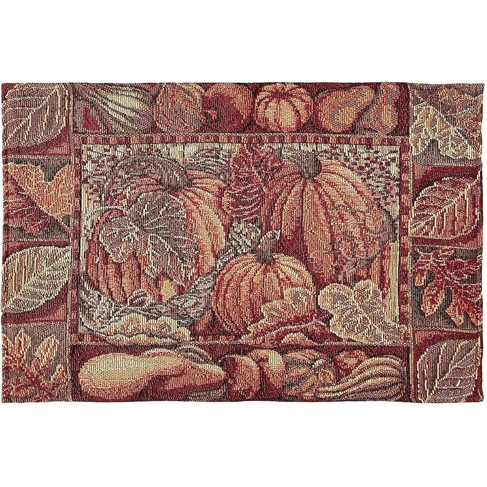 Fall Harvest Thanksgiving Decorative Placemats Set of 4 Cotton Polyester Tapestry Table Mats Autumn Events 13x19 Inch