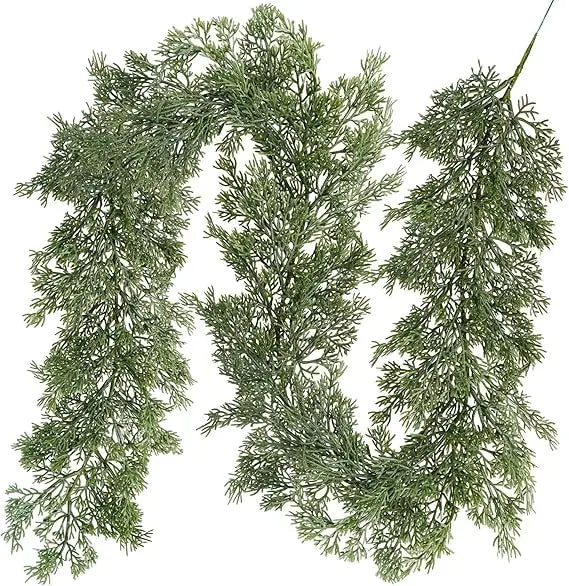 Christmas Artificial Cedar Pine Greenery - 5.2 Ft Cypress Garland for Home Holiday Decor Seasonal Wreath Mantel Banister Dinner