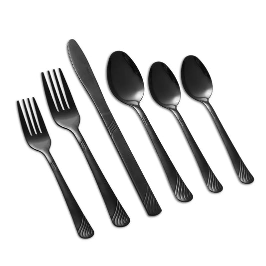 48 Piece Stainless Steel Flatware, Tableware Cutlery Set for Home Restaurant Black