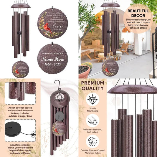 Customized Memorial Wind Chimes - Honoring Loved Ones with Personalized Gifts for Loss of Father, Mother, Brother, Friend