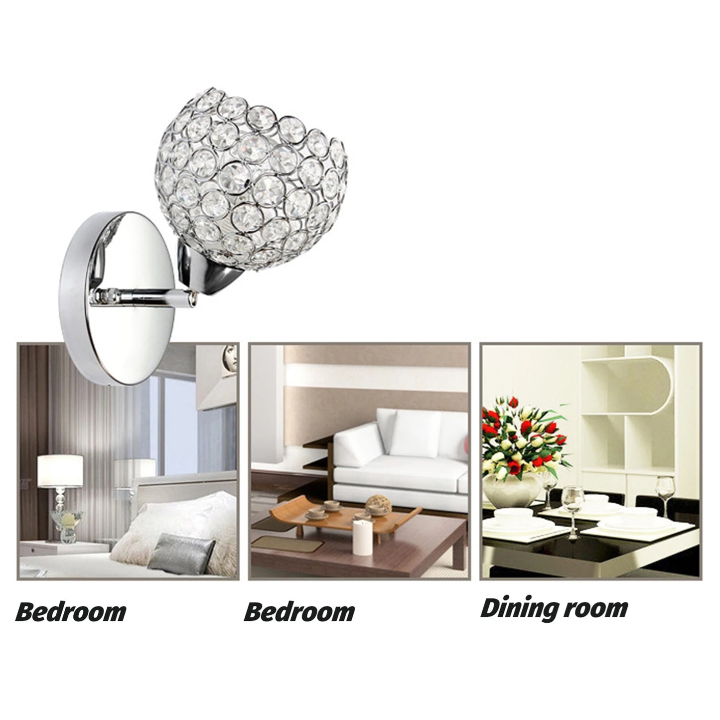 Crystal Wall Sconces Modern Wall Lamp G9 LED Round Bedroom Bedside Wall Lights Dining Room Hallway Light Fixture