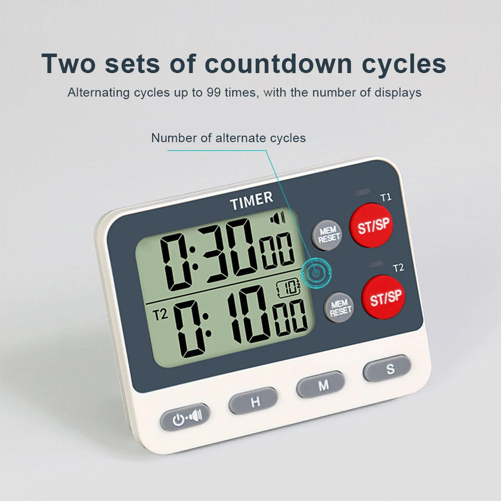 3 Channel Timer Multifunctional Count UP/Down Timer with Memory Function Cooking Timer Portable for Kitchen Cooking
