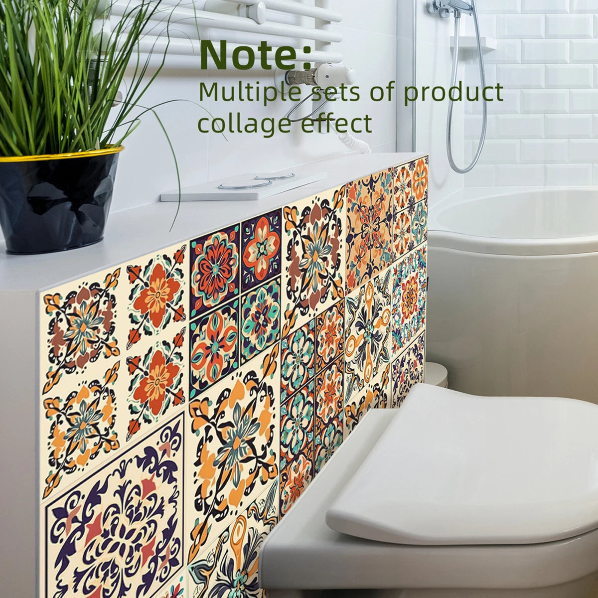 Retro Turkish Eclectic Tile Decals Removable Self-Adhesive Waterproof Wall Stickers for Bedroom Dining Room Home Decor