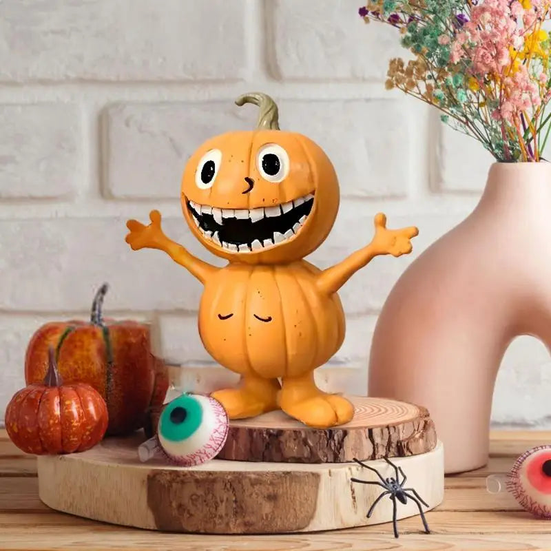 Pumpkin Statue Pumpkin Man Funny Figurines 16cm/6.3inch Resin Pumpkin Statue Halloween Table Centerpieces Happy Thanksgiving