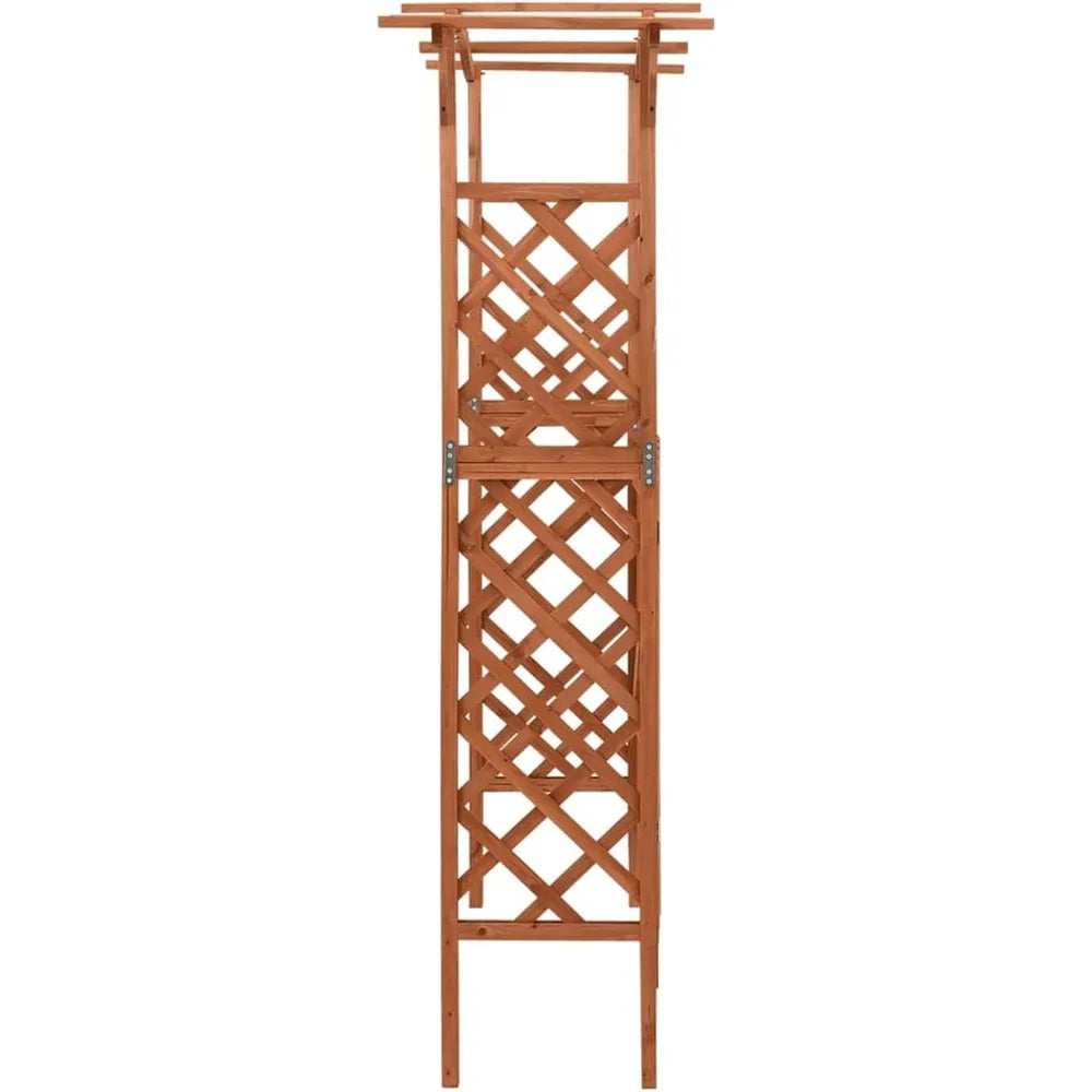 Garden Arch with Gate Firwood Outdoor Climbing Plants Garden Arbor for Lawn, Poolside, Backyard, Patio, Terrace, Outdoor Decora