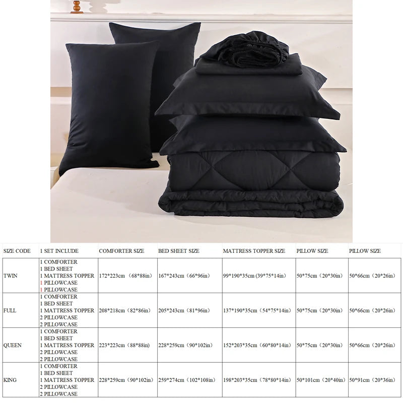 Bedding Set Reversible Solid Comforter All Seasons Double Brushed Microfiber 7 Piece Queen Cover Combo 5 Piece Twin Duvet