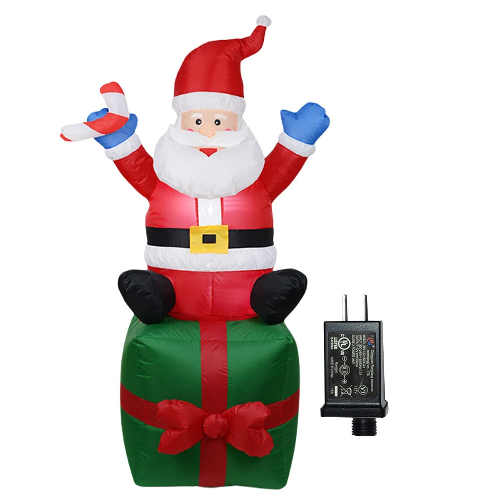 LED Inflatable Illuminated Santa Claus Ornament Lighted Giant Model Ornament Decorative Cartoon  Christmas New Year Gifts