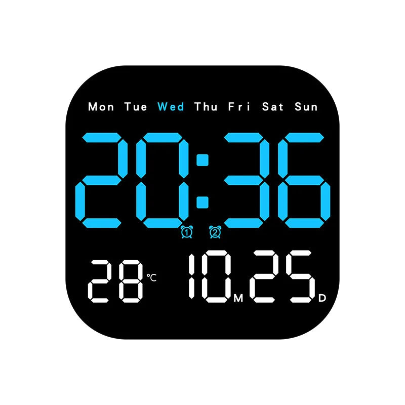 Multifunctional LED Digital Wall Clock Adjustable Dimming Date Day Of Week Temp Display Electronic Alarm Home Room Decoration