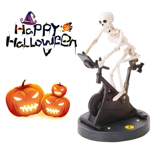Resin Skeleton Riding Bike Halloween Skeleton Decor Skeleton Riding An Exercise Bike Halloween Decorations