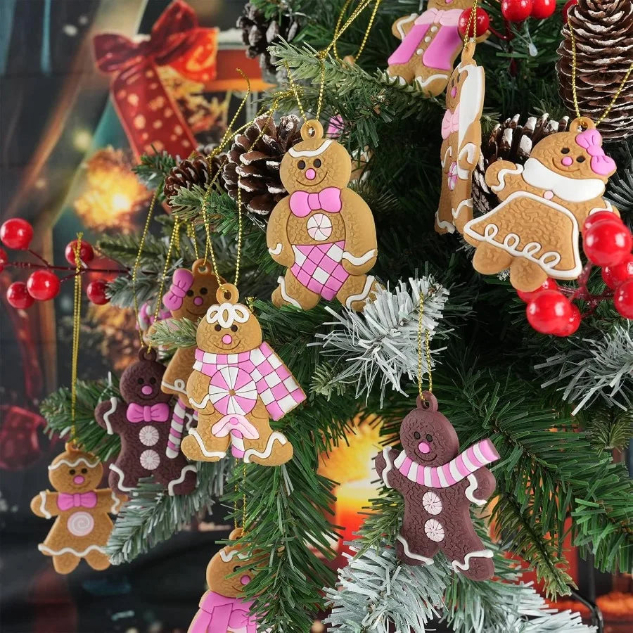 36pcs Pink Gingerbread Man Christmas Tree Decorations Hanging Ornaments for Holiday Xmas Tree Home Decor Festive Winter Season