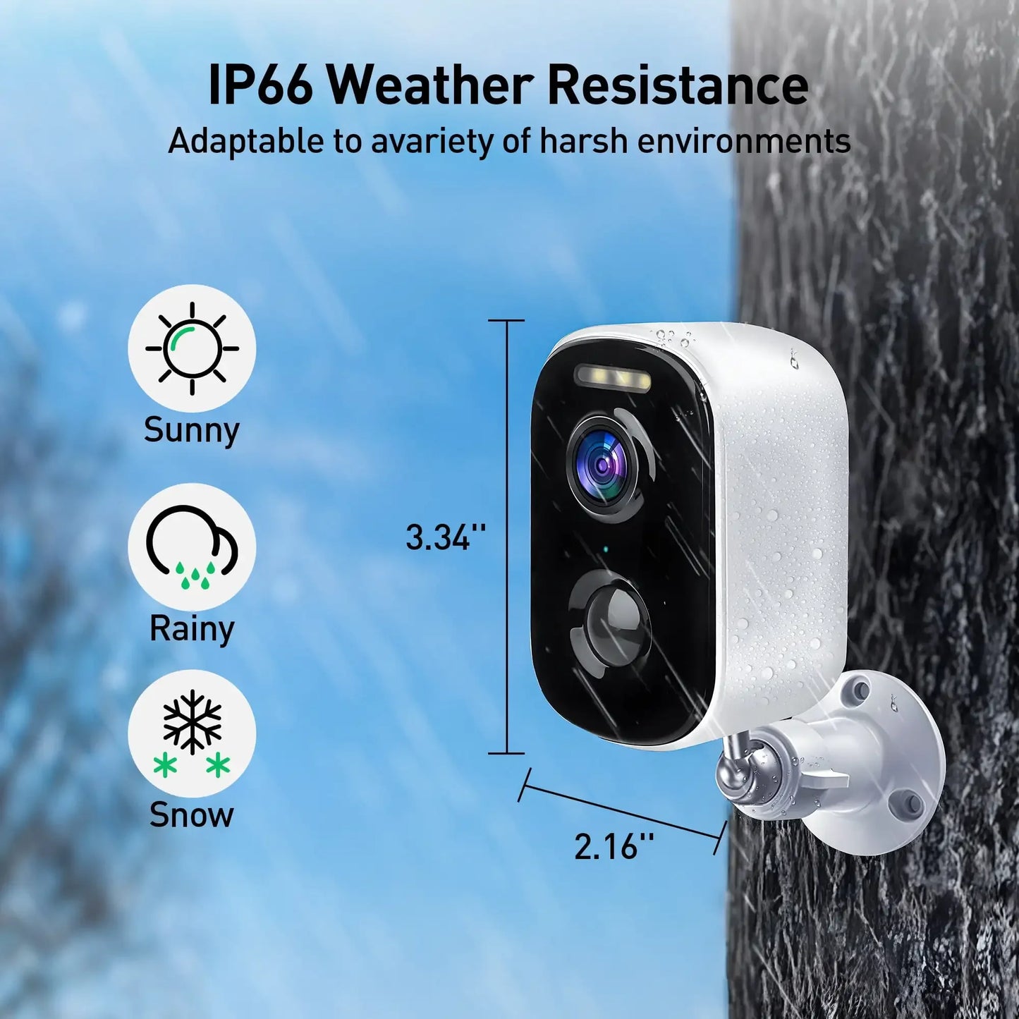 2K/5MP Wireless Outdoor Security Camera,PIR Detection2.4GWiFi Rechargeable Battery Powered with Color Night Vision,Two-Way Audio