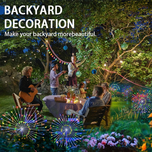 Solar Garden Lights, Firework Light Outdoor 360 LED Solar Waterproof Decorative Starburst Lights Landscape Lamp 18 Hours