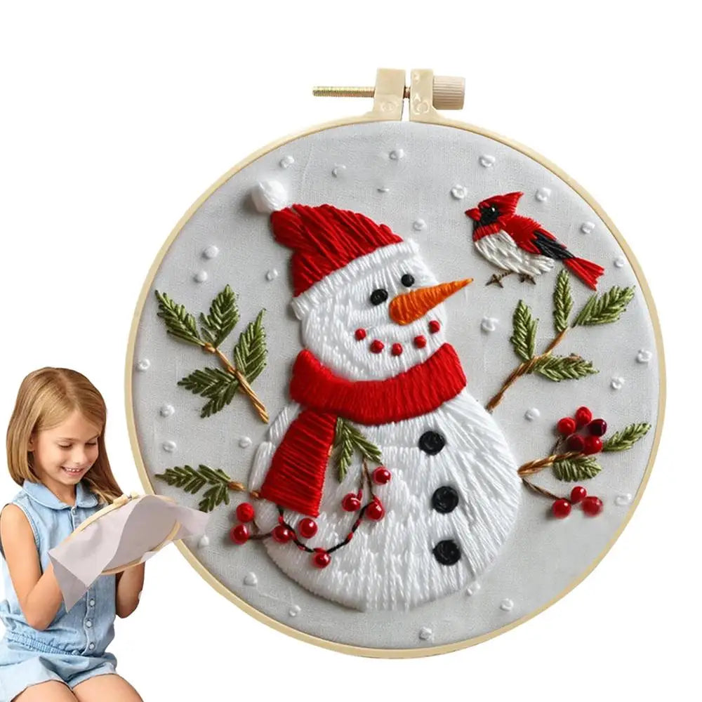 Christmas Embroidery Kit Cotton Linen Embroidery Kits Long-Lasting Design Christmas Embroidery Hand Embroidery Stamped Kits For