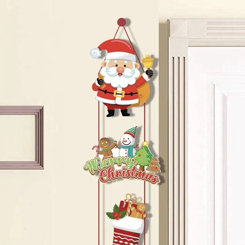 2024 Merry Christmas Hanging Door Banner Santa Claus Snowman Couplet Christmas Decorations， christmas decorations for home