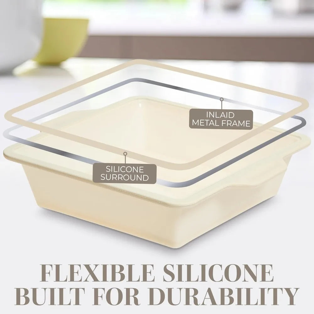 COOK WITH COLOR 17 Pc. Silicone Baking Pan Set - Non-Stick & Easy Clean Silicone Muffin Pans for Baking with Sturdy Metal Frame