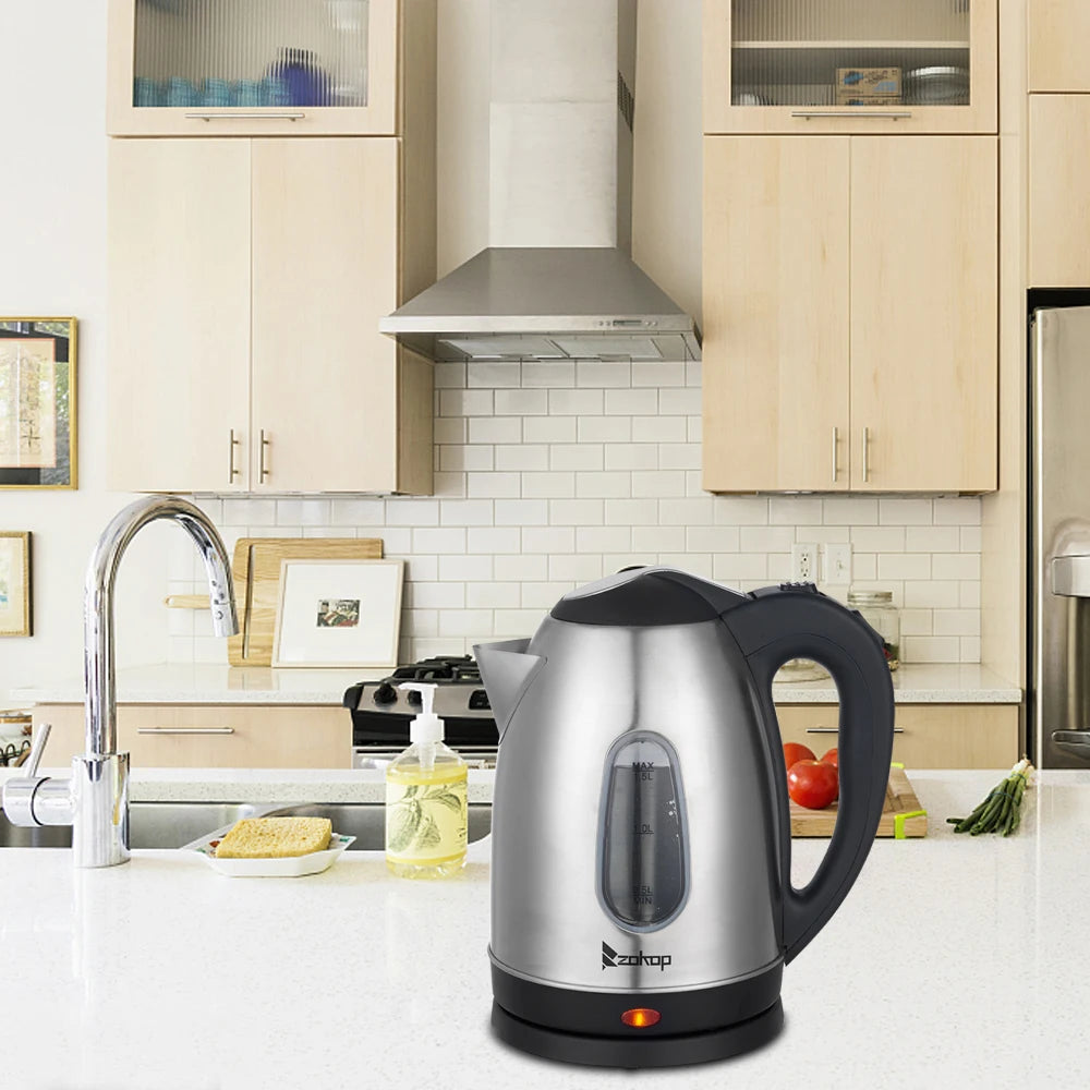 1.5L stainless steel electric kettle Silver gray Base Separation Desion Rust-resistant Durable for Home Office During Travel