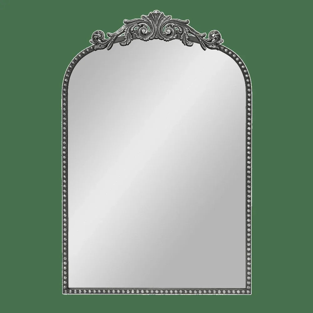 Elegant Arch Metal Wall Mirror Decorative Accent Piece Floral Leaf Design Living Room Bedroom Gallery Wall Art Secure Hanging