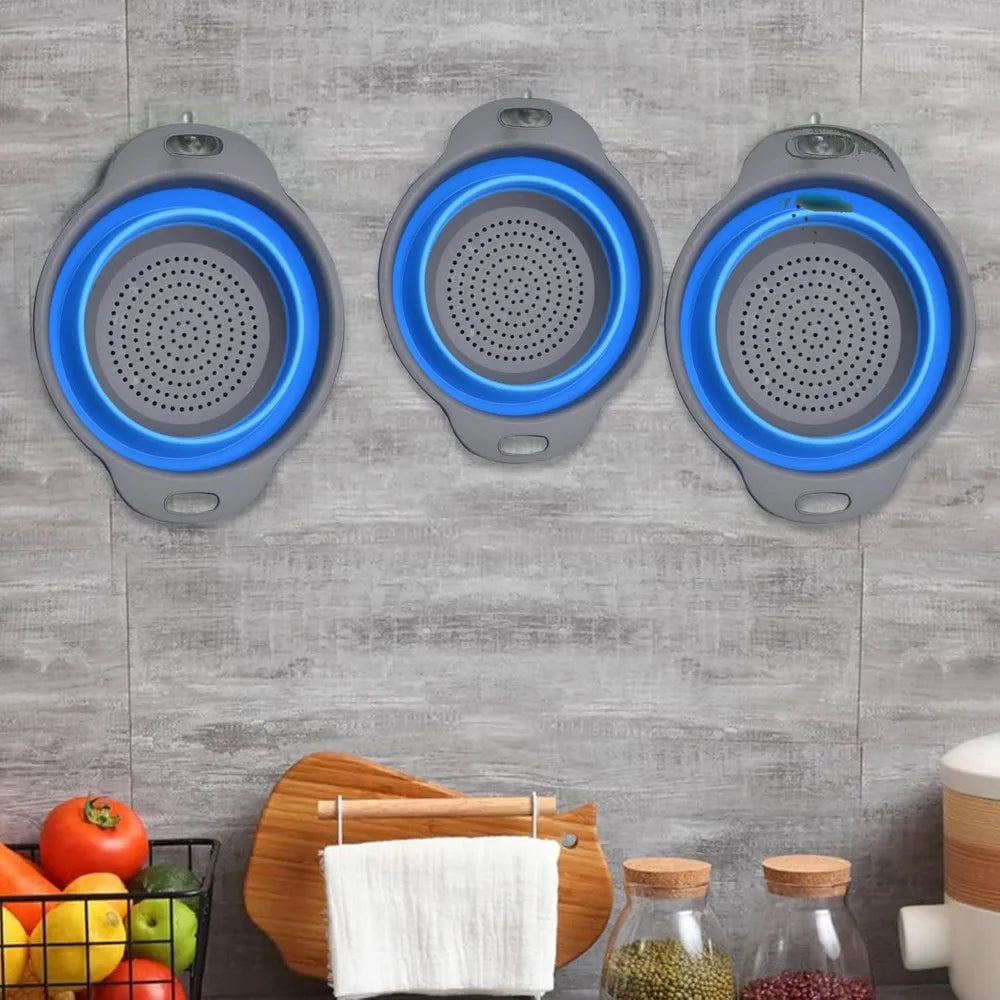 Collapsible Colander, Set of 2 PCS Collapsible Strainer, Space-Saving Kitchen, Food-Grade Silicone Folding Strainer Colander wit