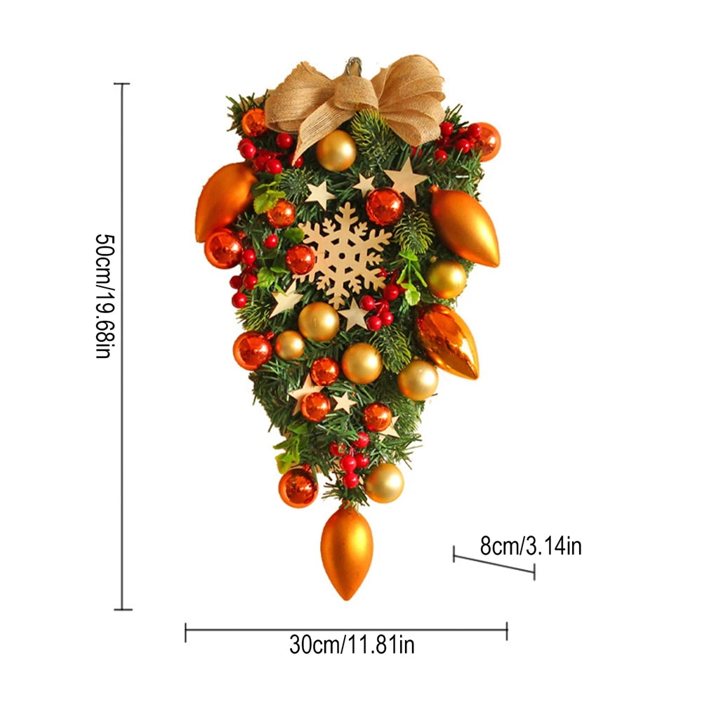 Christmas Ball Wreath Artificial Pine Cones Berry Garland for Front Door Wall Decor 2025 Christmas Wreath New Year Decorations