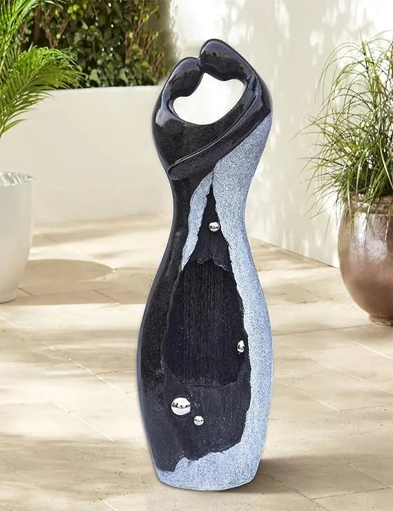 Modern Waterfall Fountains Graceful Hugging Couple Gurgling Water Features Outdoor Indoor Garden