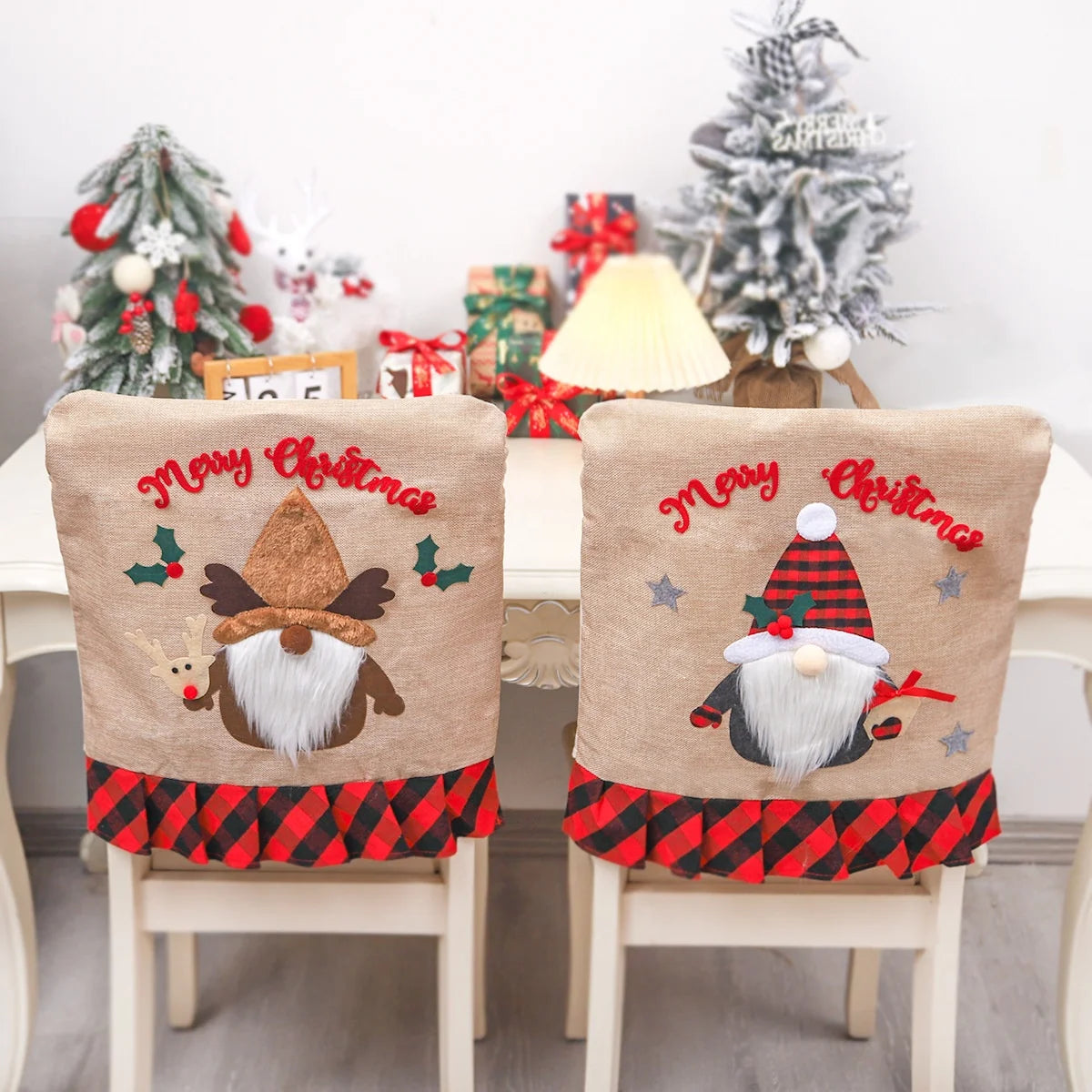 Christmas Gnome Chair Cover Merry Christmas Decorations for  Xmas Decor  Happy New Year