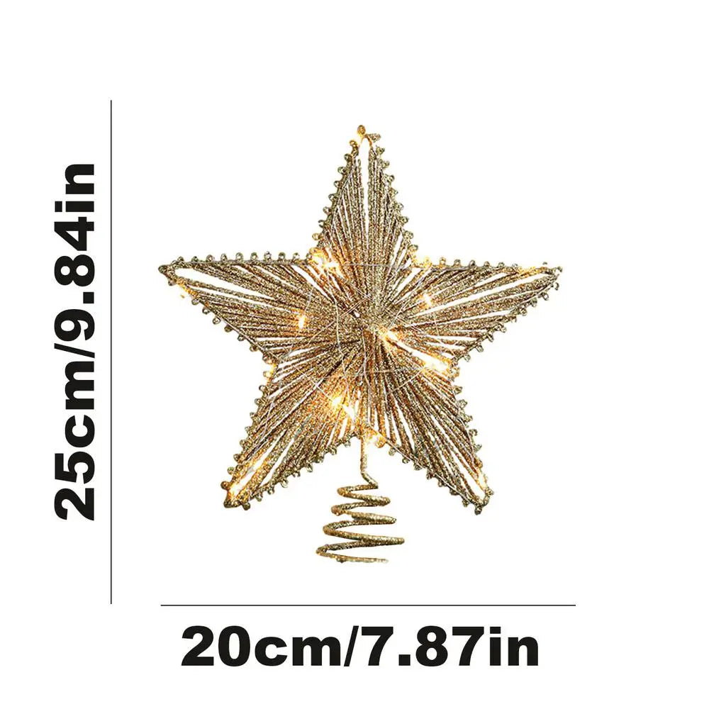 Iron Glitter Powder Christmas Tree Ornaments Top Stars Christmas Decorations For Home Xmas Trees Durable Tree Topper