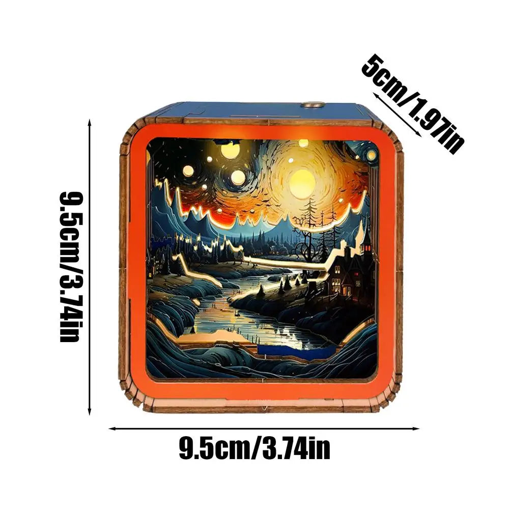 LED Light Wooden Puzzle Wireless Wooden Puzzles 3D LED Night Light 3D Nightlight Wooden Puzzle Toy Home Desk Decor for Kids