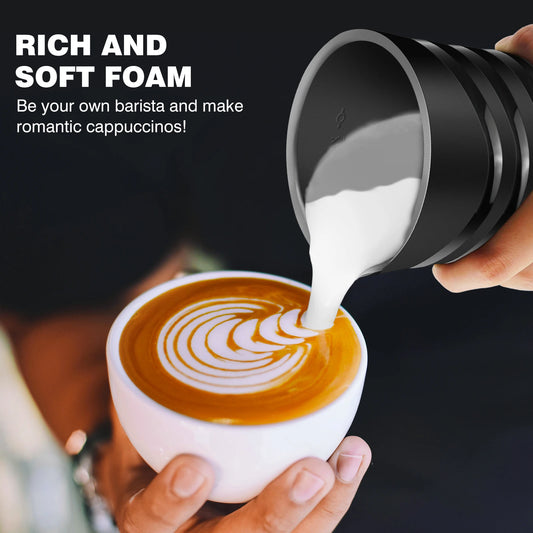 4 in1 Automatic Milk Frother Electric,600ml Capacity Hot&Electric Milk FrotherAutomatic Rotary Foamer for CoffeeCappuccino Latte