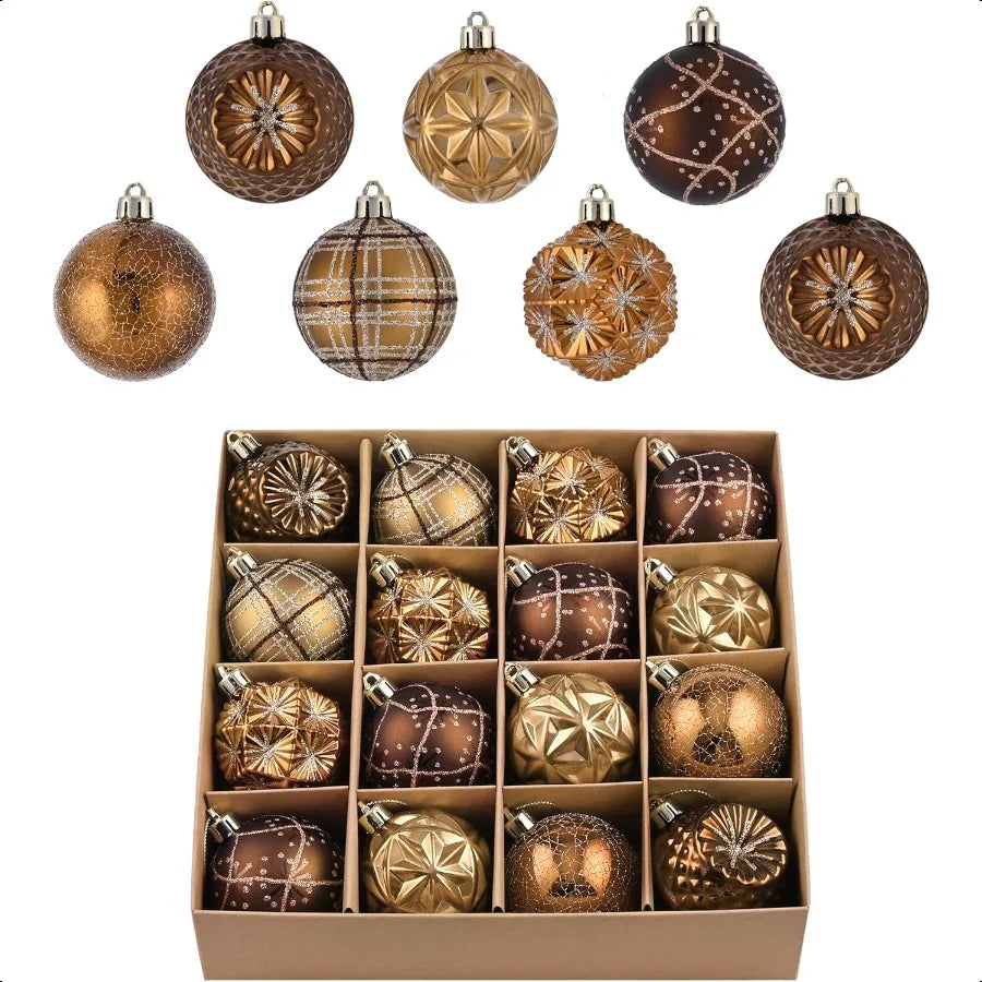 Valery Madelyn Fall Ornaments for Christmas Trees 16ct Bronze Copper Brown Gold Shatterproof Fall Christmas Tree Decorations 2.