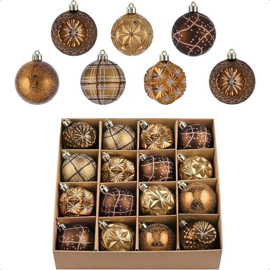 Valery Madelyn Fall Ornaments for Christmas Trees 16ct Bronze Copper Brown Gold Shatterproof Fall Christmas Tree Decorations 2.